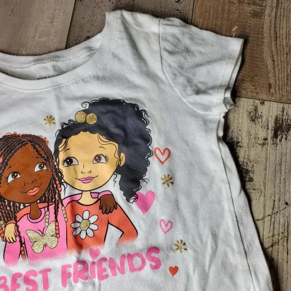 The Children's Place Girl's White Best Friends T-Shirt Size 5T